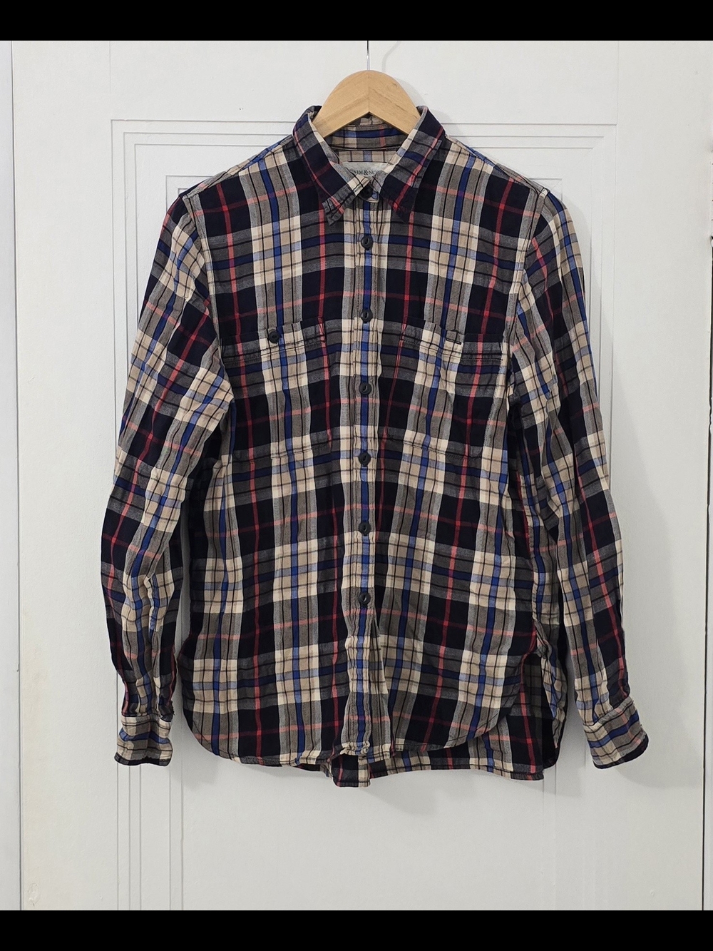 Ralph Lauren Ralph Lauren Navy, Black, Beige and Red Plaid Button-Down Shirt,euc